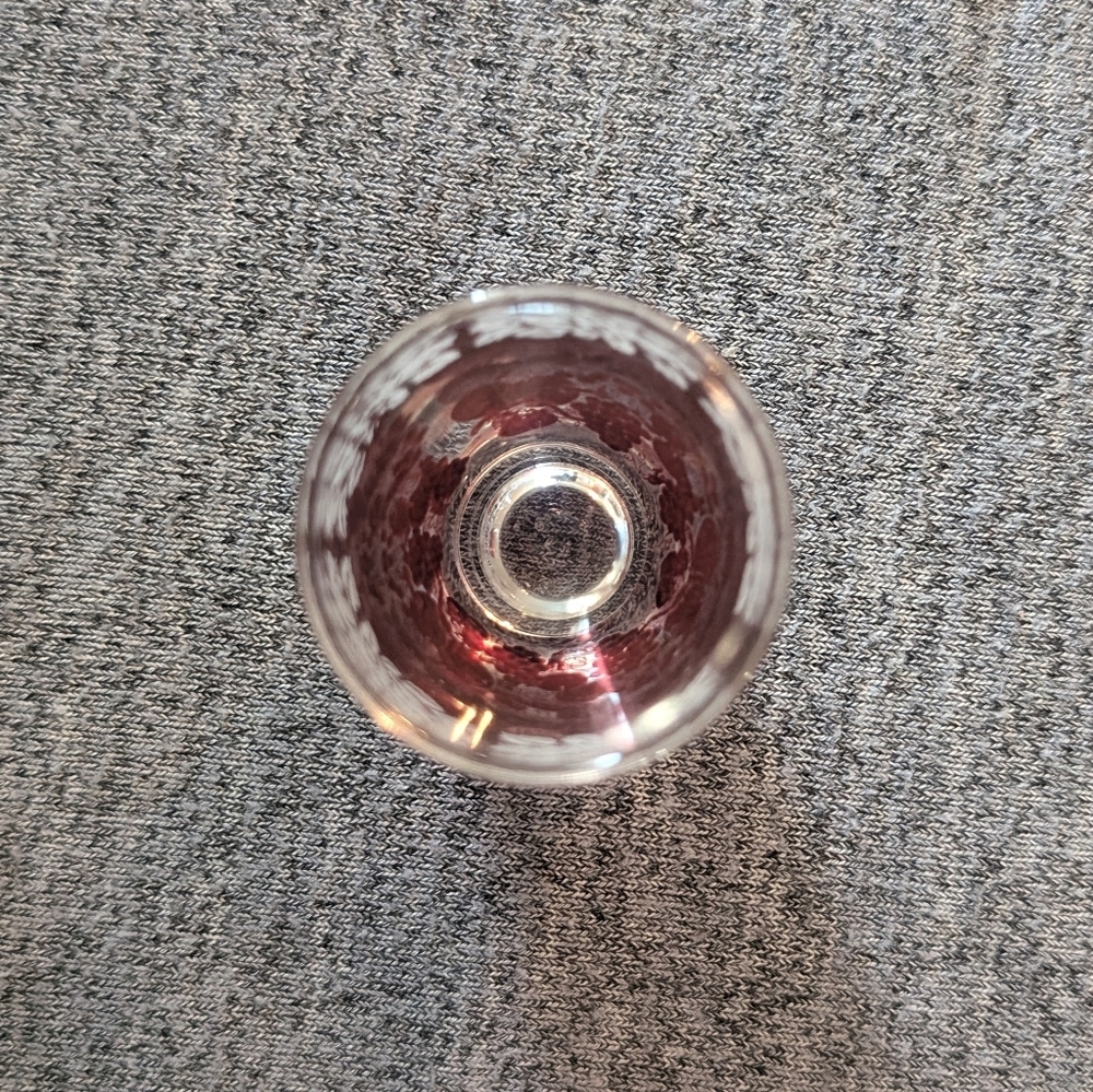 Sherry Cordial with Stopper and 4 Shot Glasses, Red/Pink and White Berry Pattern - Picture 4 of 4